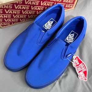 NWT Vans slip on canvas shoes.  Royal blue.  Size: Mens 7.5 Women’s 9